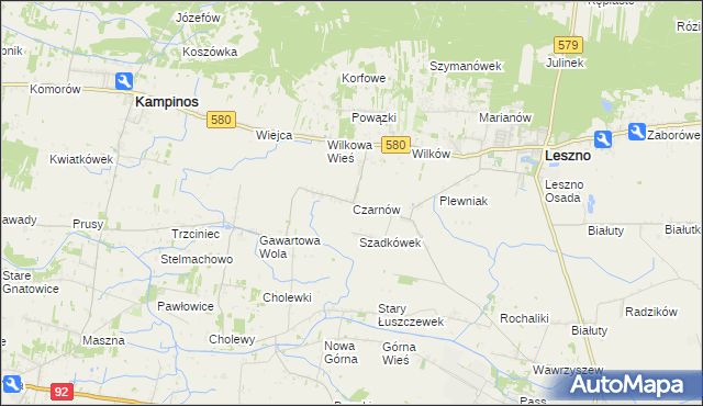 mapa Czarnów gmina Leszno, Czarnów gmina Leszno na mapie Targeo