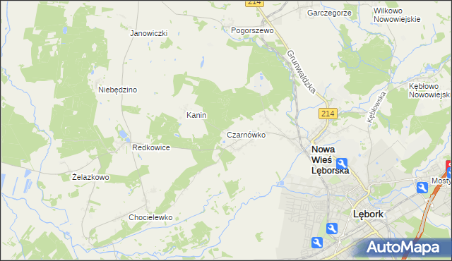 mapa Czarnówko gmina Nowa Wieś Lęborska, Czarnówko gmina Nowa Wieś Lęborska na mapie Targeo