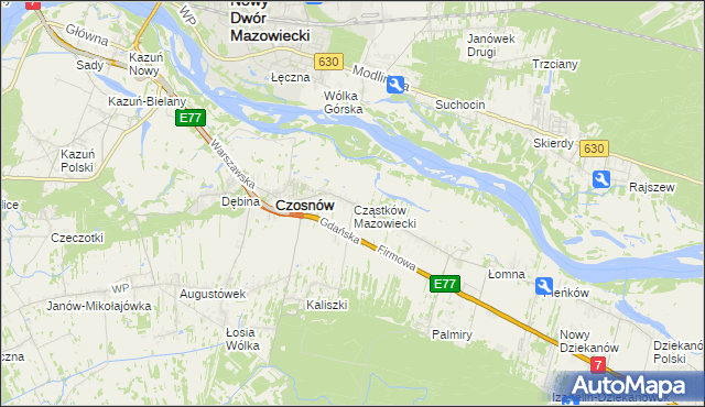 mapa Cząstków Mazowiecki, Cząstków Mazowiecki na mapie Targeo