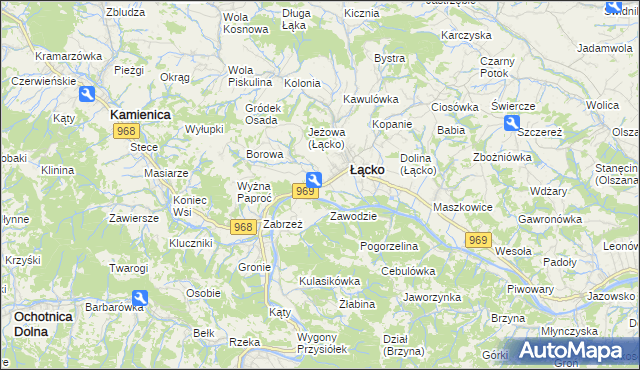 mapa Czerniec gmina Łącko, Czerniec gmina Łącko na mapie Targeo