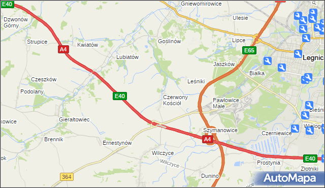 mapa Czerwony Kościół, Czerwony Kościół na mapie Targeo