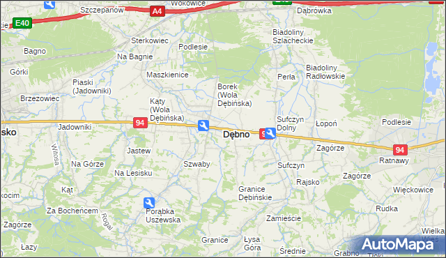 mapa Dębno powiat brzeski, Dębno powiat brzeski na mapie Targeo