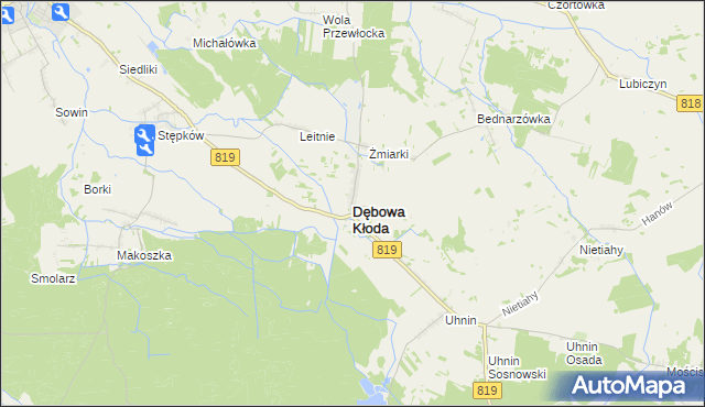 mapa Dębowa Kłoda, Dębowa Kłoda na mapie Targeo