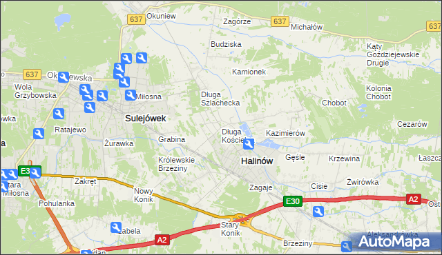 mapa Długa Kościelna, Długa Kościelna na mapie Targeo