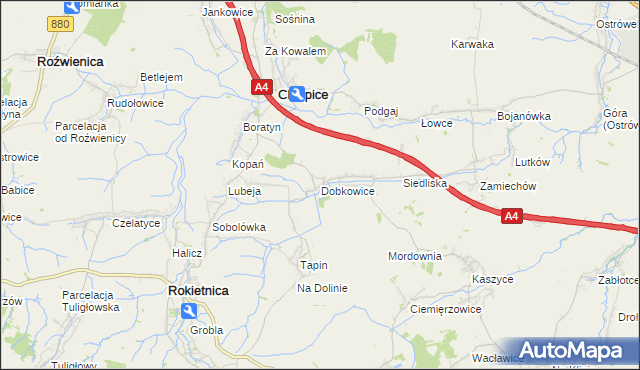 mapa Dobkowice gmina Chłopice, Dobkowice gmina Chłopice na mapie Targeo