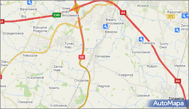 mapa Domasław, Domasław na mapie Targeo