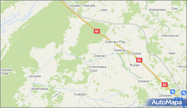 mapa Downary, Downary na mapie Targeo