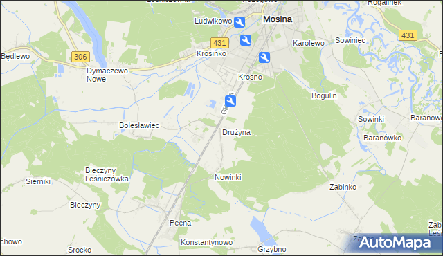 mapa Drużyna, Drużyna na mapie Targeo