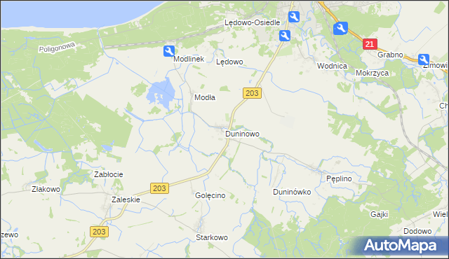 mapa Duninowo, Duninowo na mapie Targeo