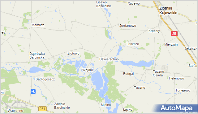 mapa Dźwierzchno, Dźwierzchno na mapie Targeo