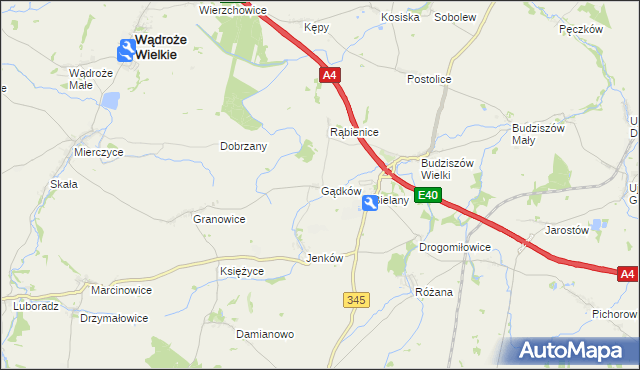 mapa Gądków, Gądków na mapie Targeo