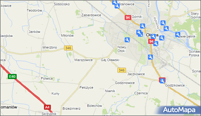 mapa Gaj Oławski, Gaj Oławski na mapie Targeo