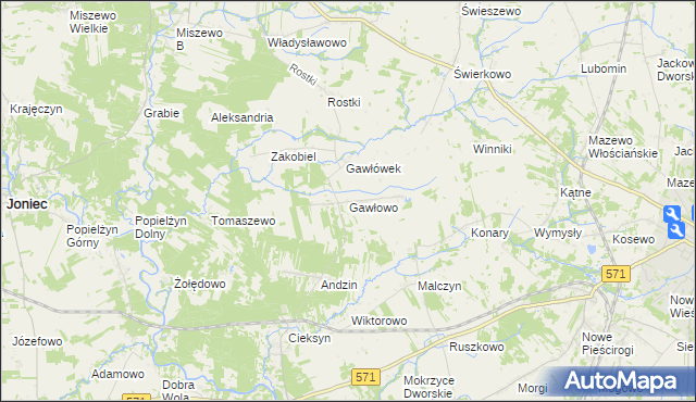 mapa Gawłowo, Gawłowo na mapie Targeo