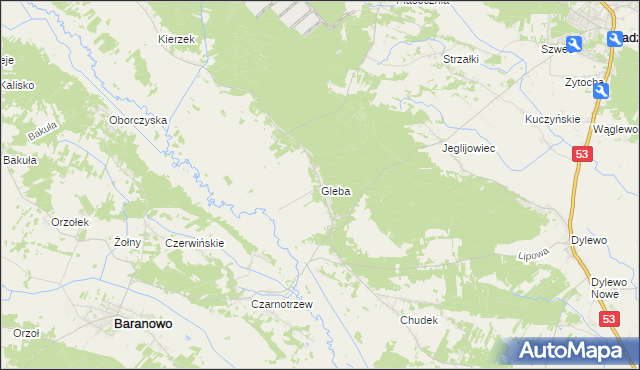 mapa Gleba, Gleba na mapie Targeo