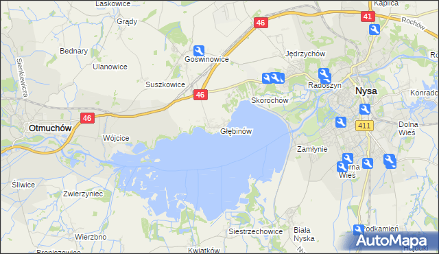 mapa Głębinów, Głębinów na mapie Targeo
