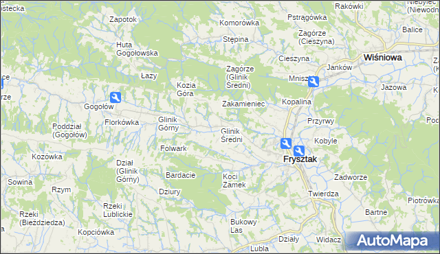 mapa Glinik Średni, Glinik Średni na mapie Targeo