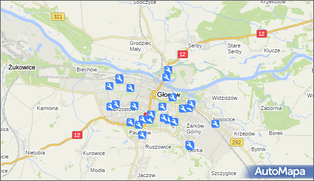 mapa Głogów, Głogów na mapie Targeo