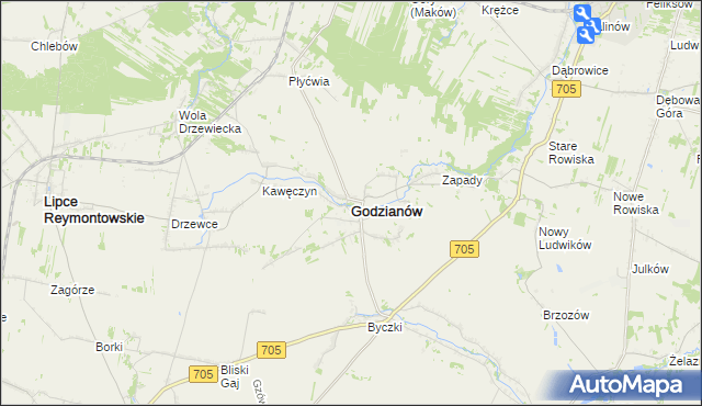 mapa Godzianów, Godzianów na mapie Targeo