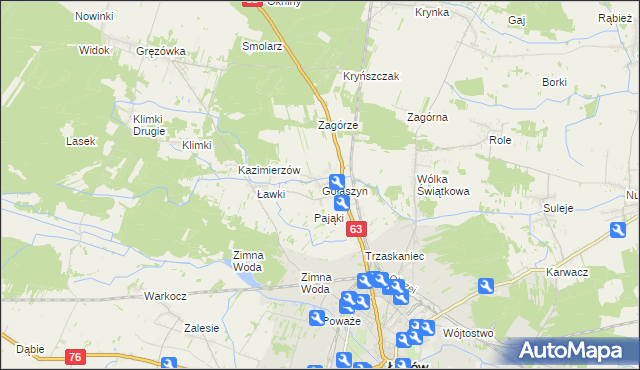 mapa Gołaszyn gmina Łuków, Gołaszyn gmina Łuków na mapie Targeo