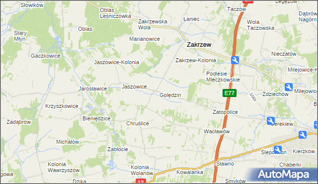 mapa Golędzin, Golędzin na mapie Targeo