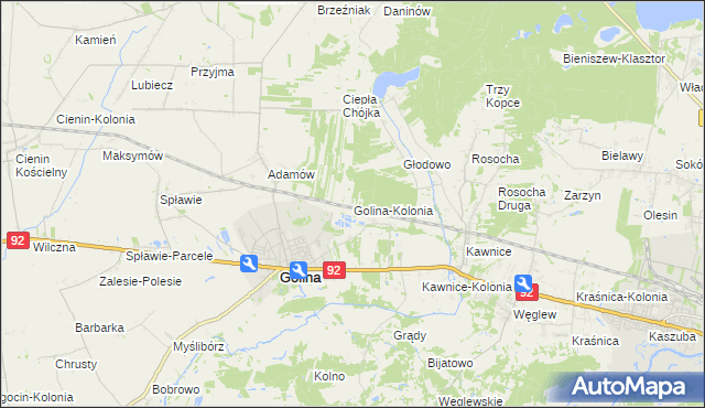 mapa Golina-Kolonia, Golina-Kolonia na mapie Targeo