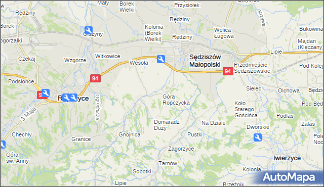 mapa Góra Ropczycka, Góra Ropczycka na mapie Targeo