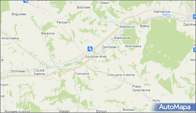 mapa Góry gmina Gorzków, Góry gmina Gorzków na mapie Targeo