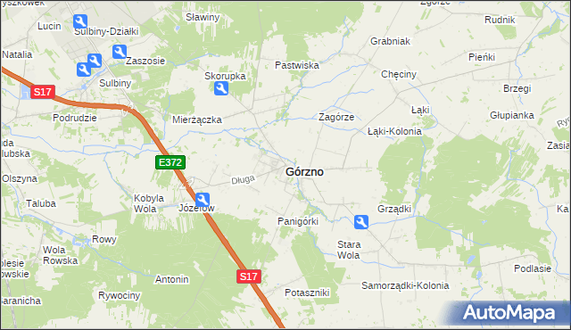 mapa Górzno powiat garwoliński, Górzno powiat garwoliński na mapie Targeo