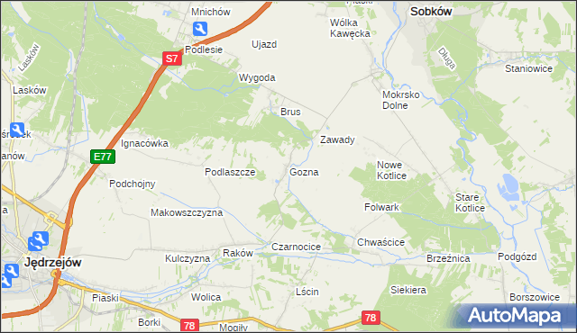 mapa Gozna, Gozna na mapie Targeo