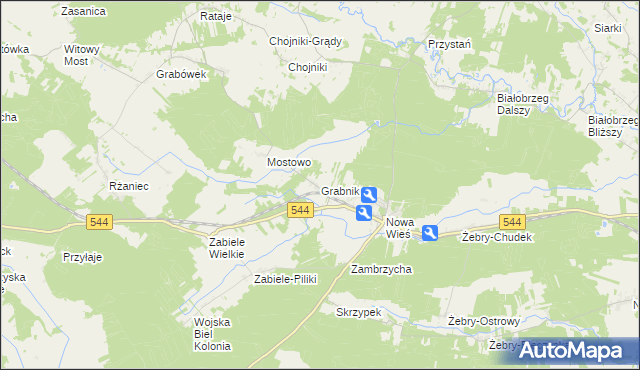 mapa Grabnik gmina Olszewo-Borki, Grabnik gmina Olszewo-Borki na mapie Targeo