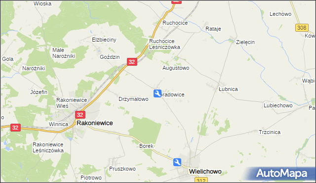mapa Gradowice, Gradowice na mapie Targeo
