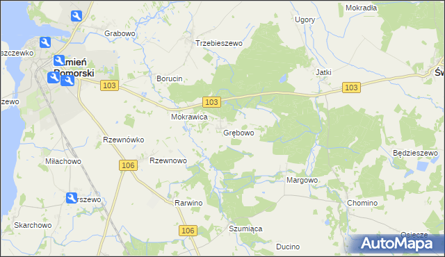 mapa Grębowo, Grębowo na mapie Targeo
