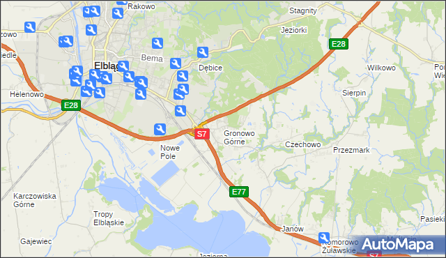 mapa Gronowo Górne, Gronowo Górne na mapie Targeo