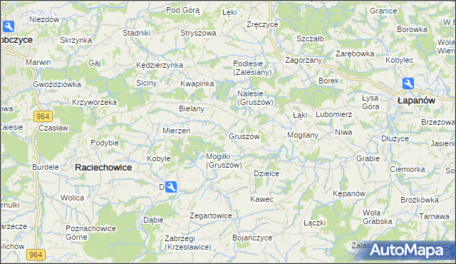 mapa Gruszów gmina Raciechowice, Gruszów gmina Raciechowice na mapie Targeo