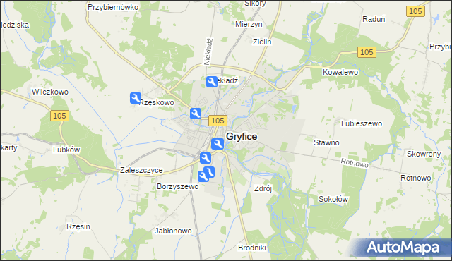 mapa Gryfice, Gryfice na mapie Targeo