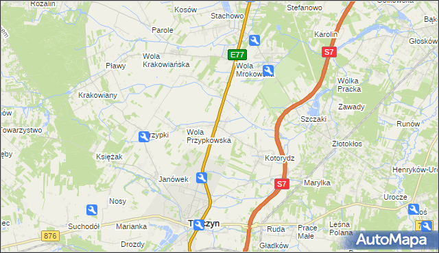 mapa Grzędy gmina Tarczyn, Grzędy gmina Tarczyn na mapie Targeo