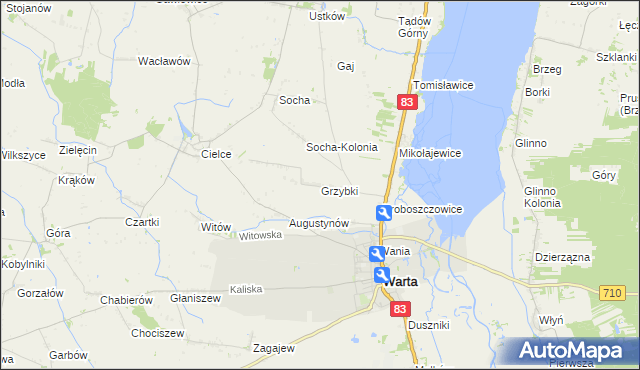 mapa Grzybki, Grzybki na mapie Targeo