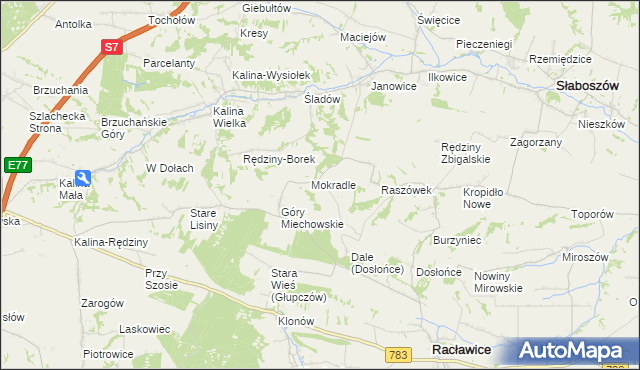 mapa Grzymałów gmina Słaboszów, Grzymałów gmina Słaboszów na mapie Targeo