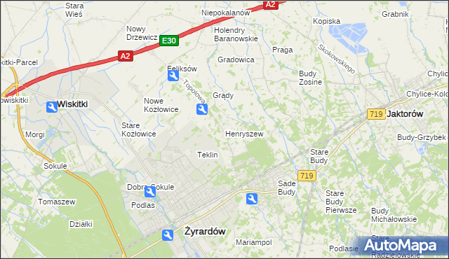 mapa Henryszew, Henryszew na mapie Targeo