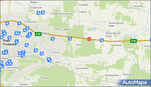 mapa Hola gmina Biała Podlaska, Hola gmina Biała Podlaska na mapie Targeo