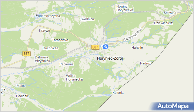 mapa Horyniec-Zdrój, Horyniec-Zdrój na mapie Targeo