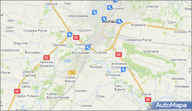 mapa Janówek Duranowski, Janówek Duranowski na mapie Targeo
