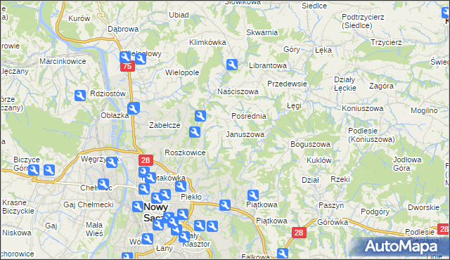 mapa Januszowa, Januszowa na mapie Targeo