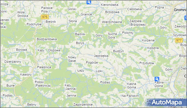 mapa Jastrzębia gmina Ciężkowice, Jastrzębia gmina Ciężkowice na mapie Targeo