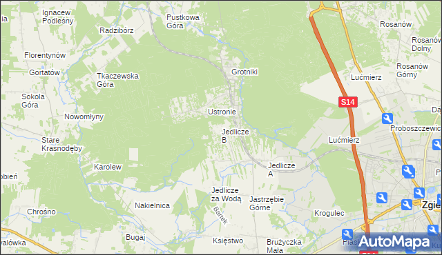 mapa Jedlicze B, Jedlicze B na mapie Targeo