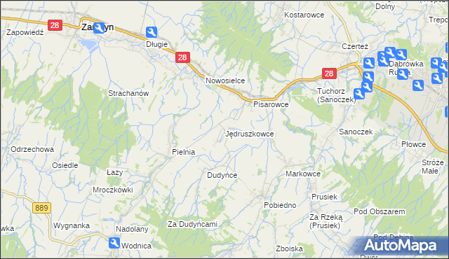 mapa Jędruszkowce, Jędruszkowce na mapie Targeo