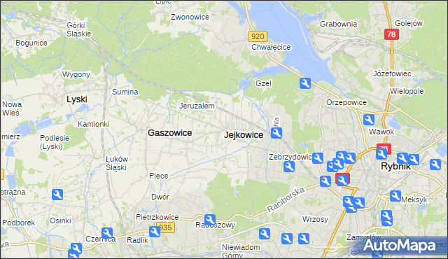 mapa Jejkowice, Jejkowice na mapie Targeo