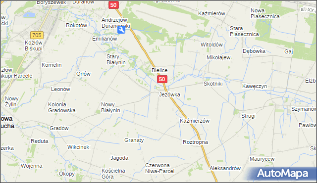 mapa Jeżówka gmina Sochaczew, Jeżówka gmina Sochaczew na mapie Targeo