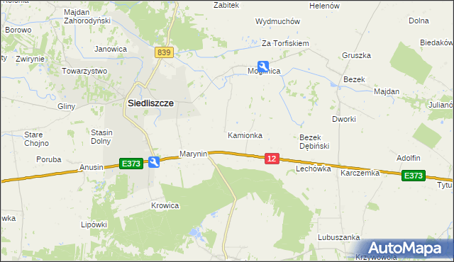 mapa Kamionka gmina Siedliszcze, Kamionka gmina Siedliszcze na mapie Targeo