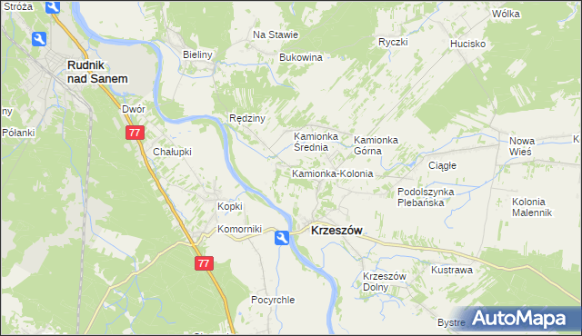 mapa Kamionka-Kolonia, Kamionka-Kolonia na mapie Targeo